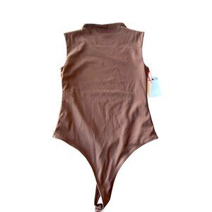 Open Edit Brown Sleeveless Mock Neck Bodysuit Womens S Nordstrom Soft Stretchy F